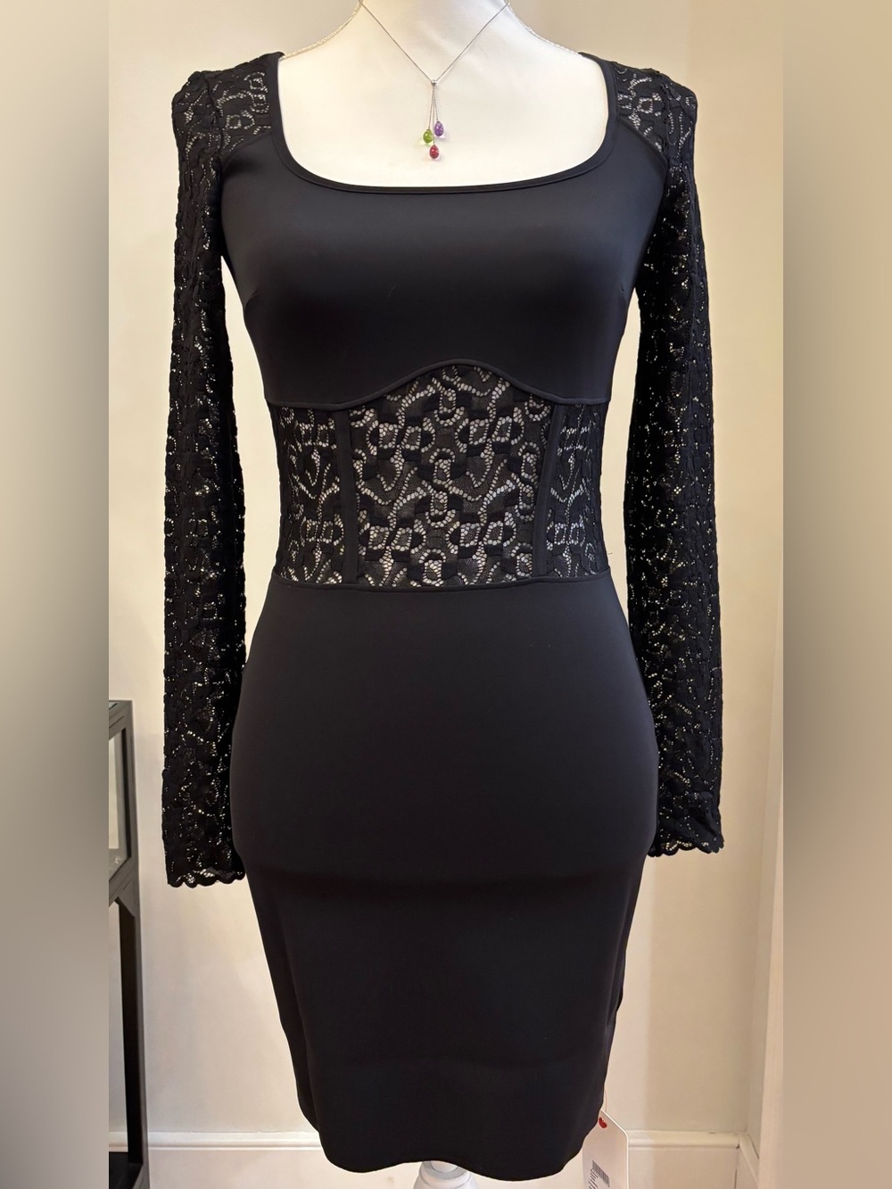 Simkhai Black Lace Dress, Simkhai x Wolford, Long Sleeve, Size XS, Cocktail LBD